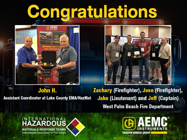 AEMC IAFC Hazmat Tradeshow raffle winners - Congratulations!