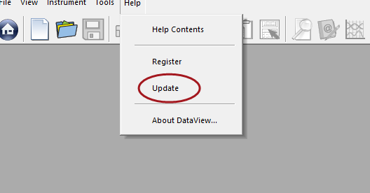 AEMC DataView Software Update Menu