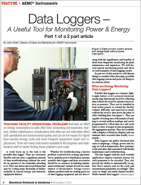 Data Loggers - a useful tool for monitoring power and energy- part1 - article