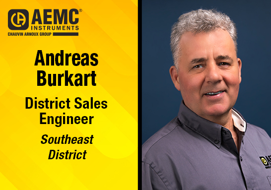 Andreas Burkart joins AEMC Instruments as the NEW Southeast District Engineer