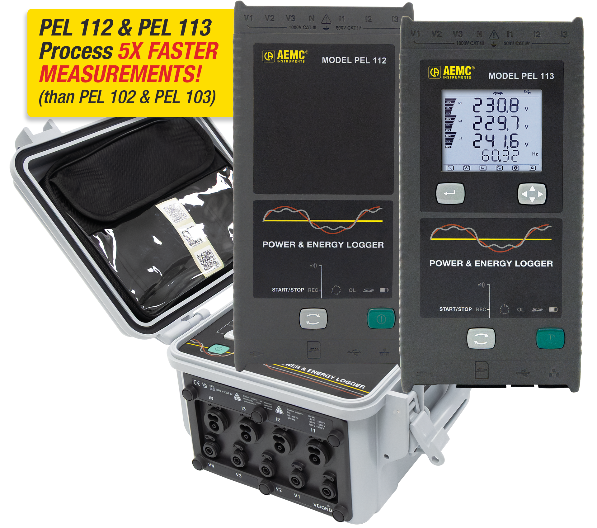 Three new PEL energy loggers models PEL 112, PEL 113 and PEL 115