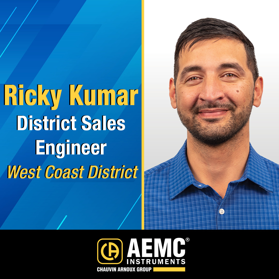 Ricky Kumar joins AEMC<sup>®</sup> Instruments as a NEW District Sales Engineer