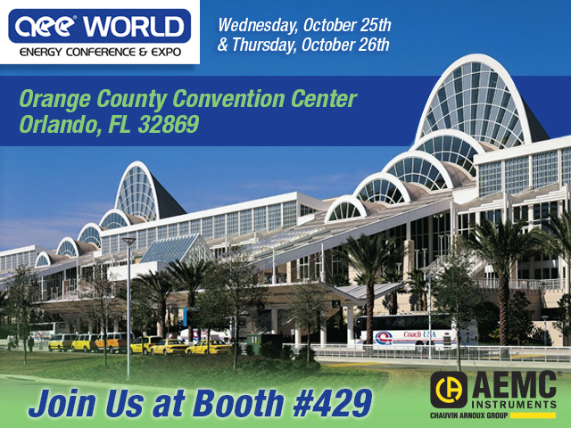 Join AEMC Instruments at the 2023 AEE World Conference & Expo at the Orange County Convention in Orlando, FL