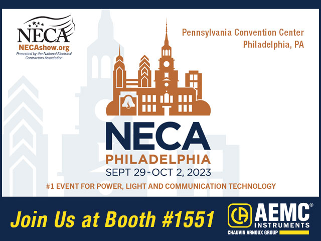 Join AEMC Instruments at the 2023 NECA Conference in Philadelphia, PA